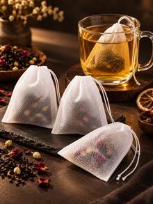200pcs/100pcs Disposable Drawstring Tea Filter Bags, Non-Woven Fabric Empty Tea Bags, Suitable For Loose Leaf Tea, Herbs, Spices, Coffee, Soup And Cooking, Multiple Sizes Brewing Filter Bags - Multicolor - View 8