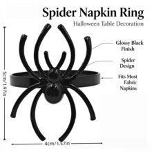 4/12pcs Halloween Spider Napkin Rings Creative Table Decor Napkin Holders Party Dinner Tabletop Arrangement Props Holiday Accessories - Multicolor - View 4