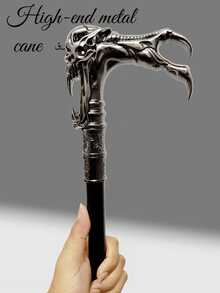 1pc Vintage Dual-Tone Skeleton Walking Cane - Punk Style Metal Cane, All-Metal Gentleman's Cane Suitable For Cosplay And Stage Performance, Applicable For Parties And Events Halloween Accessories - Multicolor - View 7
