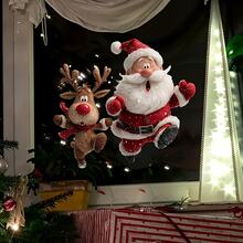 1pc Funny Surprise Peeking Santa & Reindeer Glass Sticker, Static Cling Window Decal, Double-Sided Visible Reusable Decorative Sticker, Suitable For Home, Bistro, Storefront, Christmas Winter Party Holiday Window Display Decoration - Multiple Styles - View 5