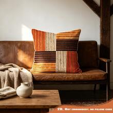 2件裝中世紀現代風條紋印花枕套，波希米亞風橘棕色幾何裝飾沙發靠墊套，家居裝飾 - 彩色 - 查看 9