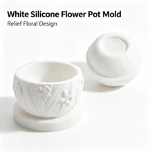 1 khuôn silicon dập nổi hình bát, cốc nến hoa, hũ nến, bát trang trí, khuôn đúc thạch cao và nhựa resin - A - Xem 4