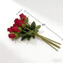 9 Pcs Artificial Rose Bouquet, Long Stem Faux Silk Roses, Home Living Room Dining Table Floral Decoration, Wedding Flower Arrangement Ornament - Multicolor - View 3