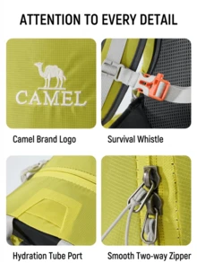 CAMEL CROWN 專業承重系統戶外登山背包，輕量化徒步、健行與旅行用背包 - 檸檬黃 - 查看 5
