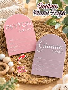 Personalized Custom Text Acrylic Nameplate, Engraved Round Arch Acrylic Name Decor, Custom Desktop Ornament, Suitable For Wedding, Birthday, Party Table Display, Photo Props, Ideal Housewarming Holiday Gift - Multicolor 3 - View 1