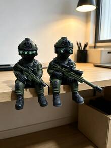 1pc Sitting Tactical Soldier Figure, Cool Night Vision Equipment Design, Collectible Character Statue, Ideal Graduation Gift, Desktop Decor, Bookshelf Ornament, Game Room Accent, Shelf Decoration, Desktop Centerpiece, Modern Home Decor - Multicolor - View 5