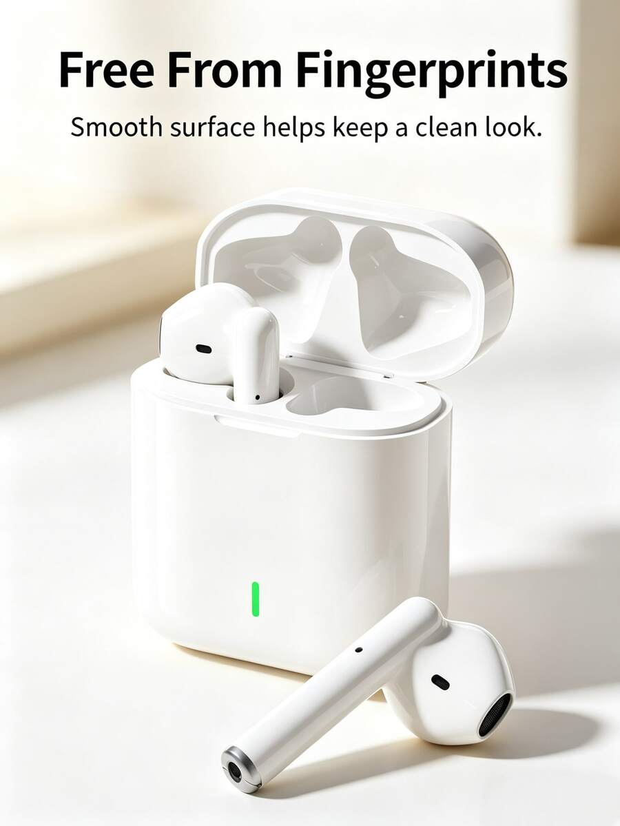 True Wireless Bluetooth Earbuds, Built-In Microphone For Clear Calls, Long Battery Life, Sweat-Proof Design, Comfortable Fit, Compatible With IOS And Android Devices, Suitable For Fitness, Running And Daily Use - White - View 1