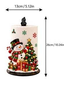 2D 平面聖誕裝飾紙巾架（無電源燈）－桌面檯面捲紙架（兼具展示與收納功能），趣味聖誕老人設計，適用於廚房、浴室、客廳與餐廳，營造溫馨聖誕氛圍的裝飾品（不含紙巾） - 多色2 - 查看 10