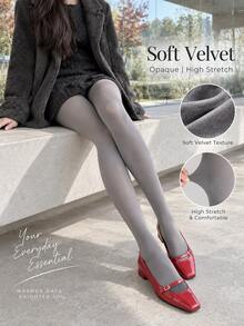 1 Pair Lightweight Tights For Women, High Waist Stretch Pantyhose, Soft Smooth Slim Fit Stockings For Fall Winter Office, Party & Daily Wear - Grey - View 1