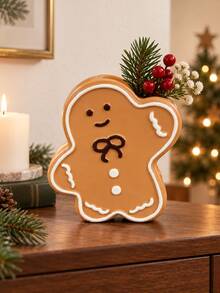 1pc Cute Gingerbread Christmas Vase, Small Flower Vase For Tabletop, Christmas Table Centerpiece, Holiday Shelf Decor, Living Room Kitchen Dining Table Home Decoration, Winter Xmas Decor - Selected Items - View 4