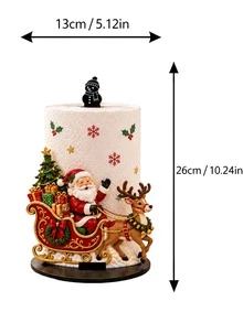 2D 平面聖誕裝飾廚房紙巾架（無電源燈）－桌面式捲紙架（兼具展示與收納功能），趣味聖誕老人設計，適用於廚房、浴室、客廳與餐廳，營造溫馨聖誕氛圍的裝飾擺件（不含紙巾） - 多色1 - 查看 7