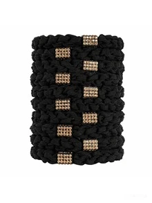 10pcs Woven Rhinestone Hair Ties, Cute Elastic Hair Accessories, Women's Ponytail Hair Bands - Multicolor - View 10