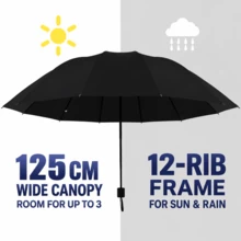 1pc Manual Long Straight Handle Large Canopy Solid Color Sun Protection & Rain Umbrella, Unisex, Suitable For Sunny/Rainy Days, Daily Commute, Business, Travel & Outdoor Use, Christmas New Year Gift - E - View 13