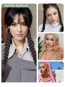 2pcs 16/24 Inch Black/Brown/Multi-Color Fashion Synthetic Braided Hair Extensions, Heat-Resistant Weave Hair, Suitable For Women's Daily, Holiday, Party, Music Festival, Carnival, New Year Gift Use - Dark Brown - View 5