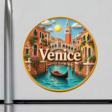 Venice Italy Fridge Magnet, A Gondola Journey Through Romantic Canal Streets For Cozy Kitchen Travel Memories For All Metal Surfaces Throughout The Home - A - View 2