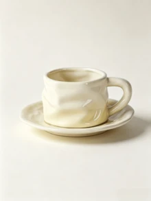 1 buah Mug Keramik Buatan Tangan dengan Desain Asimetris dan Tatakan, Cangkir Kopi Kreatif, Cangkir Susu dan Air untuk Rumah, Set Cangkir dan Tatakan Teh Sore, Hadiah yang Sangat Menarik - MultiWarna - View 13