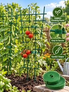 4pcs Plant Climbing Support Stakes With 2 Rolls Plant Ties, Sturdy Rust-Proof Garden Trellis Support Poles, Suitable For Climbing Plants, Vegetables, Flowers, Grapevines, Roses, Tomatoes, Beans, Jasmine, Flexible Plant Ties To Fix Vine Stems - Multicolor - View 5