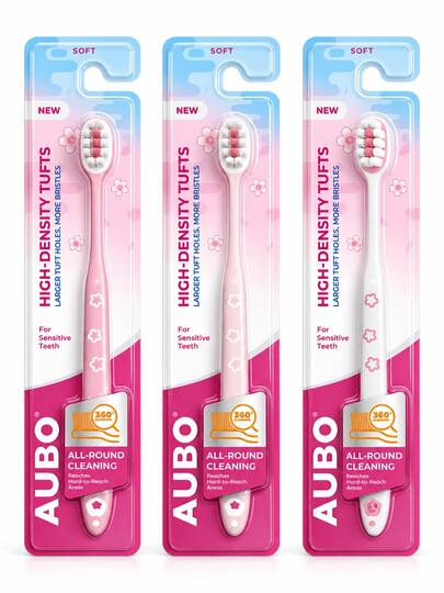 Cepillo de dientes manual de cerdas suaves para adultos, cerdas de alta densidad, adecuado para dientes sensibles, cuidado de encías, limpieza integral de 360°, limpieza profunda de dientes y espacios, producto de cuidado oral diario, serie de color rosa flor de cerezo, múltiples colores disponibles, artículos de tocador para el baño del hogar, cepillo de dientes portátil para viajes, unisex