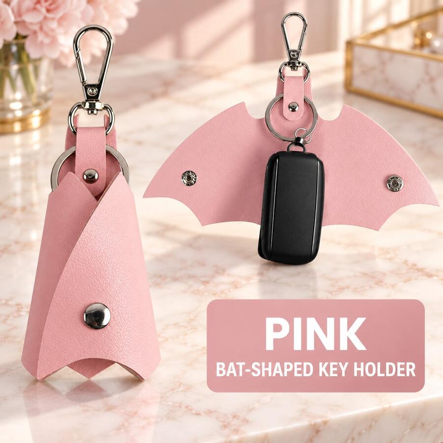 Túi đựng chìa khóa hình dơi tối giản, túi tổ chức chìa khóa bao phủ toàn bộ với kẹp kim loại và vòng mở, túi đựng chìa khóa di động cho nam và nữ mang theo hàng ngày - Nhiều màu - Xem 1