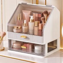 Large Capacity Cosmetic Storage Box With Dust-Proof Lid And Drawers, Multi-Layer Makeup Organizer For Skincare, Lipstick, Perfume And Face Masks - Multicolor - View 10