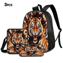 Set 3 Buah Motif Raungan Harimau Realistis 2D, Kantong Jala Elastis Samping untuk Botol Minum, Tali Bahu Lebar, Tebal, Bernapas, dan Dapat Diatur, Tas Penyimpanan Harian Modis untuk Bepergian dan Beraktivitas di Luar Rumah - Tas bercetak - View 12