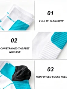 1 Pair Unisex Arch Support Ankle Protection Foot Pads, Soft Elastic Comfortable Compression Wrap Sports Insoles - Blue and White - View 3
