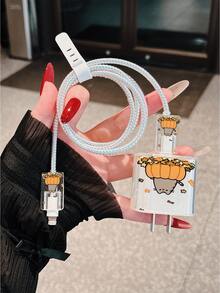 Halloween Pumpkin Fat Gray Cat Charger Head Protective Cover, Charger Cable Protector, Compatible With Apple 20W Charger, Minimalist Apple Charger Protective Case, Suitable For 20W Phone 15/16 Pro Max Charging Cable Protector, Anti-Scratch, Anti-Bite, Compatible With 13/14 Plus/17/16PROMAX, Gift For Girlfriend - Multicolor - View 4