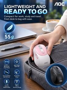 AOC MS300 Wireless Dual-Mode Bluetooth Mouse, Ergonomic Portable Office Mouse, Universal For Desktop And Laptop, Available In Black, White, Pink, And Multiple Colors - View 6
