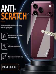 5Pcs Hydrogel Back Screen Protector Compatible With Iphone Duo/18promax/18pro/17promax/17Pro/17/16/15/14/13/12/11Clear Soft Rear Cover Film, Anti-Scratch Anti-Fingerprint Back Protective Film - Clear - View 3