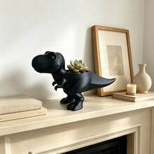 Mini Tyrannosaurus Rex Dinosaur Planter - Vintage 3D Printed Plastic Pot (Plants Not Included) Suitable For Succulents And Herbs, Cute Plant Container/Outdoor Decor, Ideal Gift, Tyrannosaurus Rex Design Window Sill Desktop Ornament - Multicolor - View 10