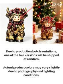 Christmas Highland Cow Figurine – Scottish Style Cow Decor With Christmas Hat – Suitable For Home, Kitchen Or Office Desk Holiday Tabletop Decoration – Christmas Gift For Cow Lovers - Multicolor - View 8