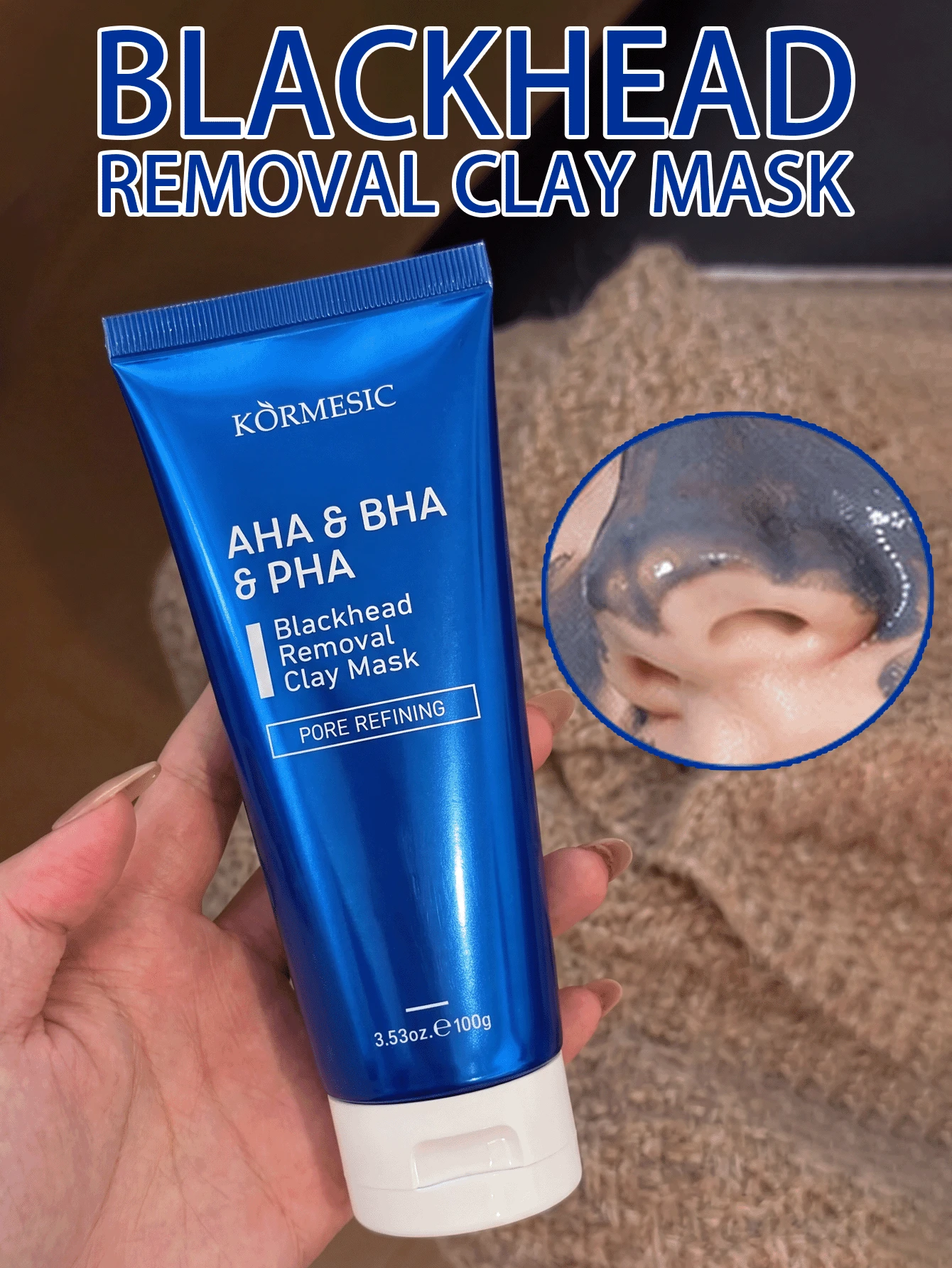 1PC AHA BHA PHA Masker Tanah Liat Penghilang Komedo 100g, Masker Lumpur Wajah Pengecil Pori, Pembersih Mendalam Membuka Pori-Pori Tersumbat, Formula Lembut Melembapkan dan Tidak Iritasi, Masker Wajah Eksfoliasi untuk Kulit Berminyak dan Berjerawat, Rutinitas Perawatan Kulit Wajah Harian Wanita di Rumah - Berbagai gaya - View 1