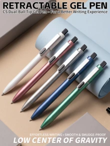 Metallic Matte Pen Barrel, Quick-Dry CS Dual-Ball Tip, Retractable Gel Pen - Black Ink Refill - View 5
