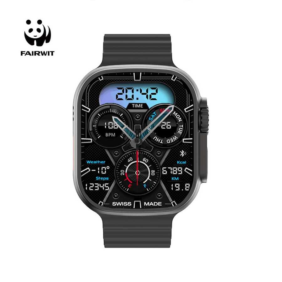 PANDA AI Voice Smart Watch, Multiple Sports Modes, IP68 Waterproof & Sweat-Resistant, Call & Message Notifications, Business Commute/Fitness Training/Outdoor Travel, Compatible With Android & IOS, Built-In 350mAh Battery - Black - View 1