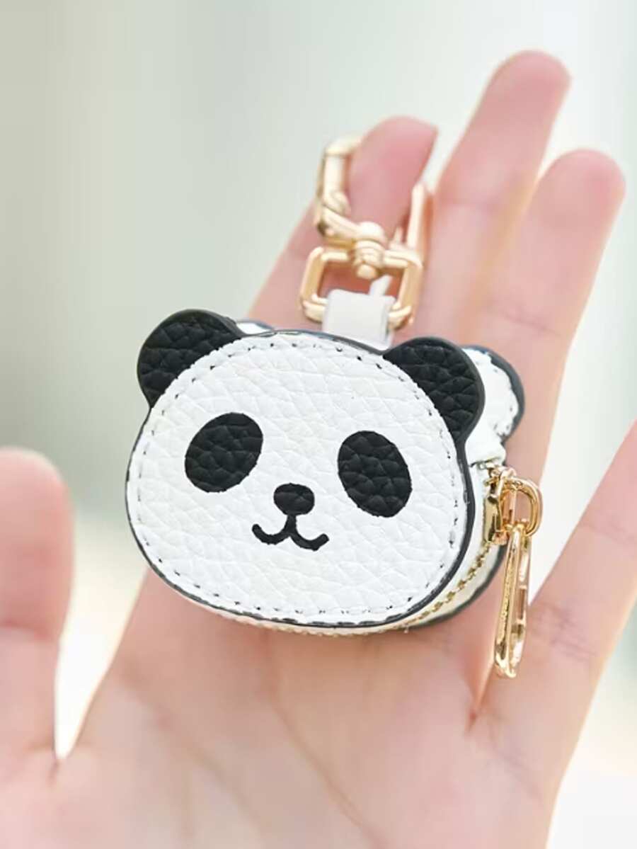 Cute Panda Mini Wallet With Keychain Coin Purse, Zipper Closure With Lining, Compact And Fashionable, Suitable For Daily Use, Cute Wallet - Multicolor - View 1