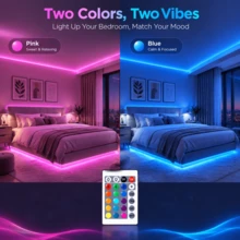 1 pieza Tira LED RGB autoadhesiva con control remoto de 24 teclas, luz ambiental cortable alimentada por batería para dormitorio, sala de juegos, boda, ventana & decoración DIY festiva (Baterías no incluidas) - Teclado de 24 teclas DCH - Ver 6