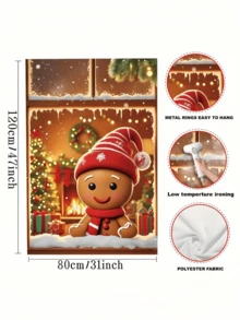 Gingerbread Man Christmas Window Scene Backdrop, Christmas Party Home Scene Decor Window Clings. Christmas-Themed Window Decor Props For Festive Atmosphere, Ideal For Christmas Parties, Holiday Gatherings And Wall Decorations. - Multicolor - View 6