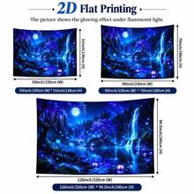 2D Flat Pattern, 1pc, Magic Forest Tapestry, Floral, Tree, Full Moon, Waterfall, Lotus Pond Design, Glows Under Fluorescent Light, Suitable For Wall Decor, Backdrop, Or Party Decoration. - Multicolor - View 3