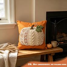 1pc 2D Printed Knitted Pumpkin Pattern Orange Bohemian Farmhouse Style Autumn Decorative Pillow Case, Sofa Cushion Home Decor, Not Embroidered, No Pillow Insert - Multicolor - View 10
