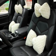 1pc Car Headrest Neck Pillow Lumbar Support Cushion, Puff Grid Breathable Comfortable Car Seat Pillow, Car Interior Accessory - Car Accessories - View 2