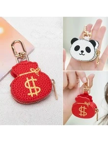 Cute Panda Mini Wallet With Keychain Coin Purse, Zipper Closure With Lining, Compact And Fashionable, Suitable For Daily Use, Cute Wallet - Multicolor - View 2