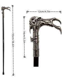 1pc Vintage Dual-Tone Skeleton Walking Cane - Punk Style Metal Cane, All-Metal Gentleman's Cane Suitable For Cosplay And Stage Performance, Applicable For Parties And Events Halloween Accessories - Multicolor - View 11