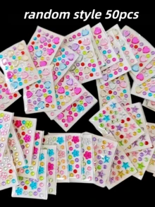 Sparkling Gem Stickers - Self-Adhesive Acrylic Rhinestone Stickers, Heart-Shaped Stickers, Suitable For Valentine's Day, Face Decoration, Shiny DIY Makeup, Music Festival Arts & Crafts, Shiny Rhinestone DIY Handmade, High-Quality Acrylic Gems, Peel And Stick, Essential Item For Halloween Costume Matching. - Multicolor - View 15