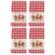 2/4pcs Christmas Bathroom Towel, Red Buffalo Check Gingerbread Man Pattern, Soft, Easy To Clean, And Reusable, Great Bathroom Decoration And Gifts, Necessities Of Life - Red - View 10