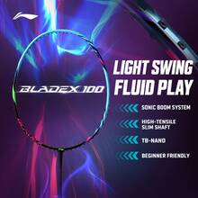 LI-NING BLADEX 100 4UG5 Unstrung Badminton Racket, Aurora Blue, Professional Speed‑Type Single Racket AYPV041‑4 - Aurora Blue - View 1