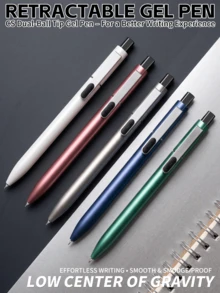 Metallic Matte Pen Barrel, Quick-Dry CS Dual-Ball Tip, Retractable Gel Pen - Black Ink Refill - View 2