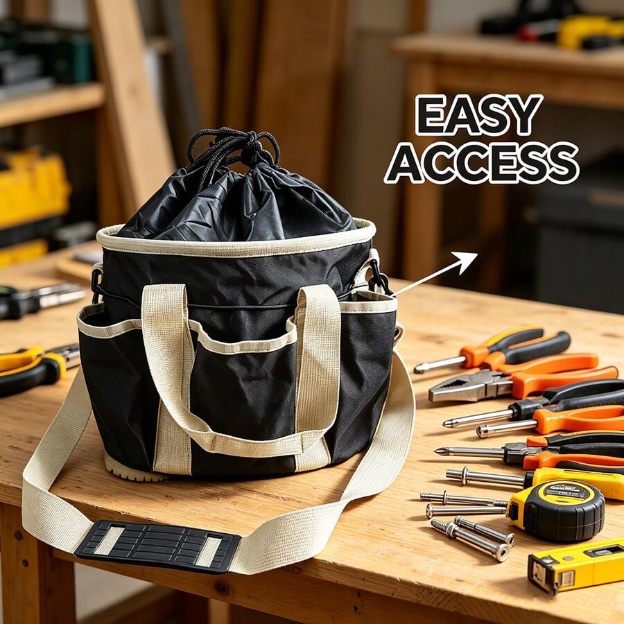 Multi-Pocket Tool Bag, Outdoor Gardening Tool Storage Bag, Durable Oxford Fabric Drawstring Storage Bag, Non-Slip Bottom Foot Pad Design, Equipped With Carrying Handle And Adjustable Shoulder Strap, Yard Gardening Maintenance Tool Storage, Home Repair Hardware Tool Organizer Bag, Multi-Compartment Large Capacity Tool Bag - Multifunctional Storage Bag - View 1