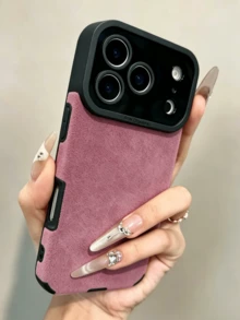 奢華啞光人造皮革全鏡頭保護手機殼，適用於 iPhone 18 Pro Max 18 Pro 17 16 15 14 13 12 11 Pro Max Plus 17Air，鏡頭保護防震軟背蓋 - 酒紅色 - 查看 2
