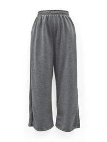JustMiss Women's Knitted Sweatpants Straight Leg Casual Daily Elastic Waist Drawstring Cuffed Hem Minimalist Commute Long Pants Autumn/Winter - Dark Grey - View 10