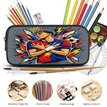 Red & Blue Striped Jersey Star 2D Print 3 Pieces Set, Side Elastic Mesh Pocket Water Bottle Holder, Wide & Thick Breathable Adjustable Shoulder Strap, Fashionable Sports Fan Style Commuter Travel Picnic Daily Storage Bag - Printed Bag - View 2